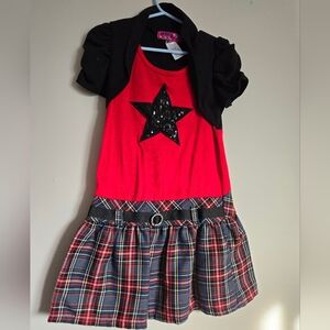 Duchess Girls Black & Red Plaid Dress Size 6
